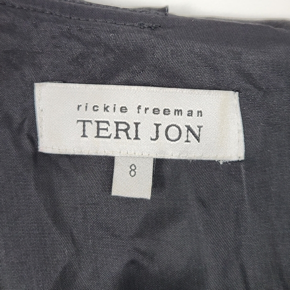 Rickie Freeman Teri Jon Black Ruffled Sheath Dress Size 8 - Picture 3 of 11